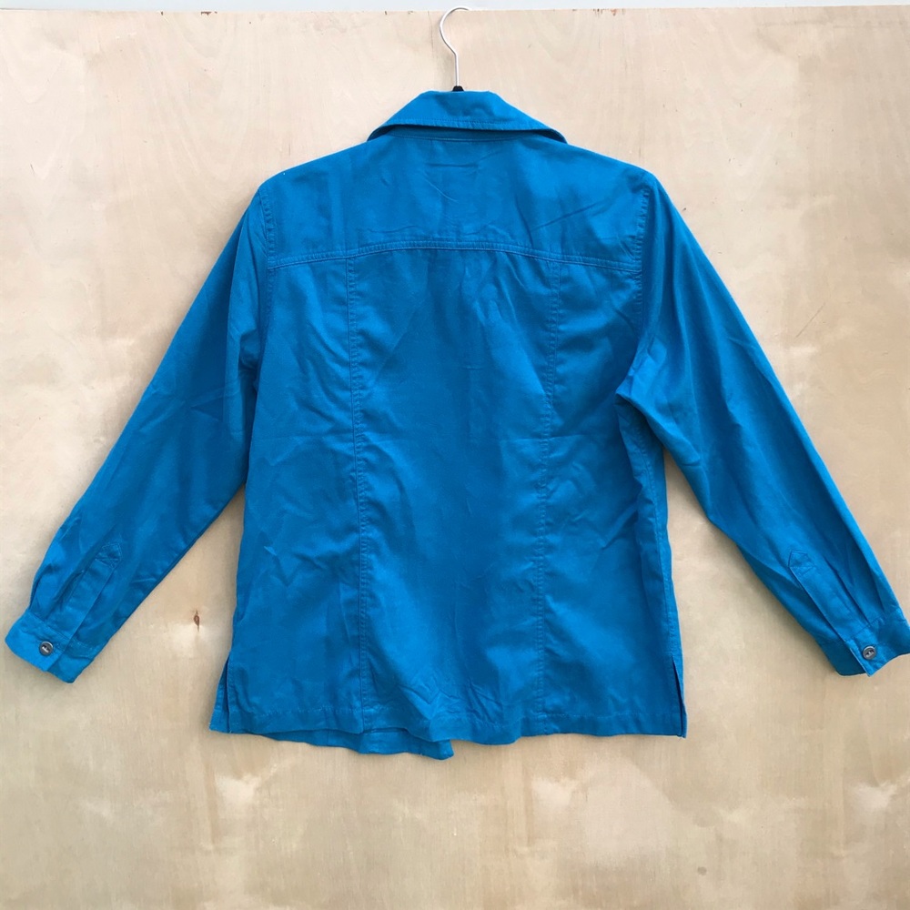 Chico's Button Down Shacket Turquoise Blue Sz 8-10 - image 2